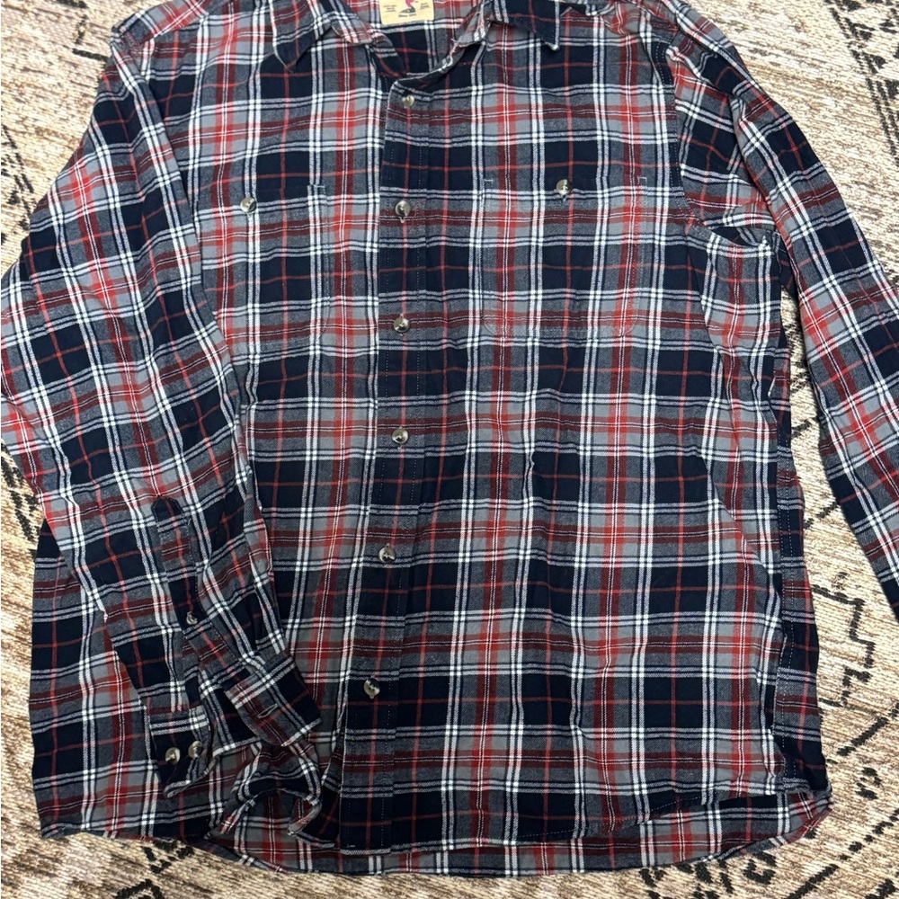 Men's Plaid Shirt - Red and Blue